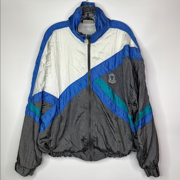 Vintage Givenchy Active Sports Blue Gray Nylon Windbreaker Jacket Size Large - Picture 1 of 11